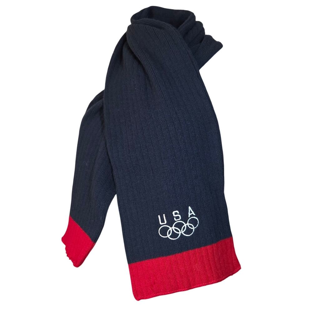 USA Olympic Rings Red White and Blue Knit Scarf